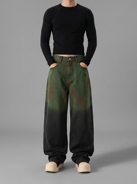 Vintage Aurora Oversized Wide-Leg Gradient Jeans
