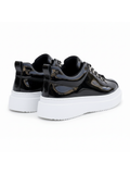 Atlas Mirror high-shine black sneaker with white sole by Apollo Moda, third angle