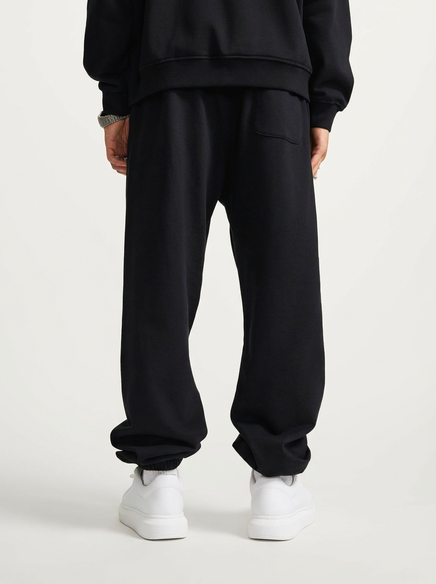 Apollo heavyweight cotton sweatpants in black by Apollo Moda, view 3