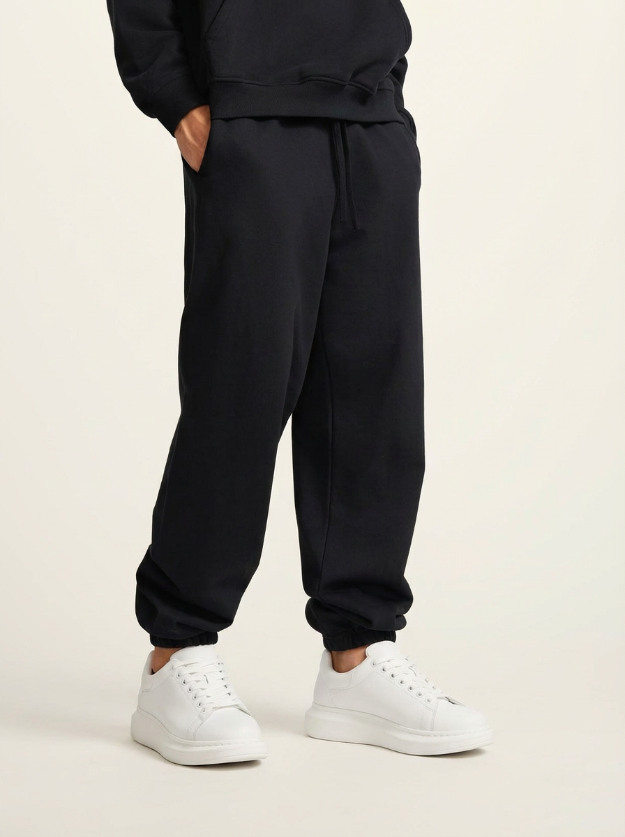 Apollo heavyweight cotton sweatpants in black by Apollo Moda, view 4