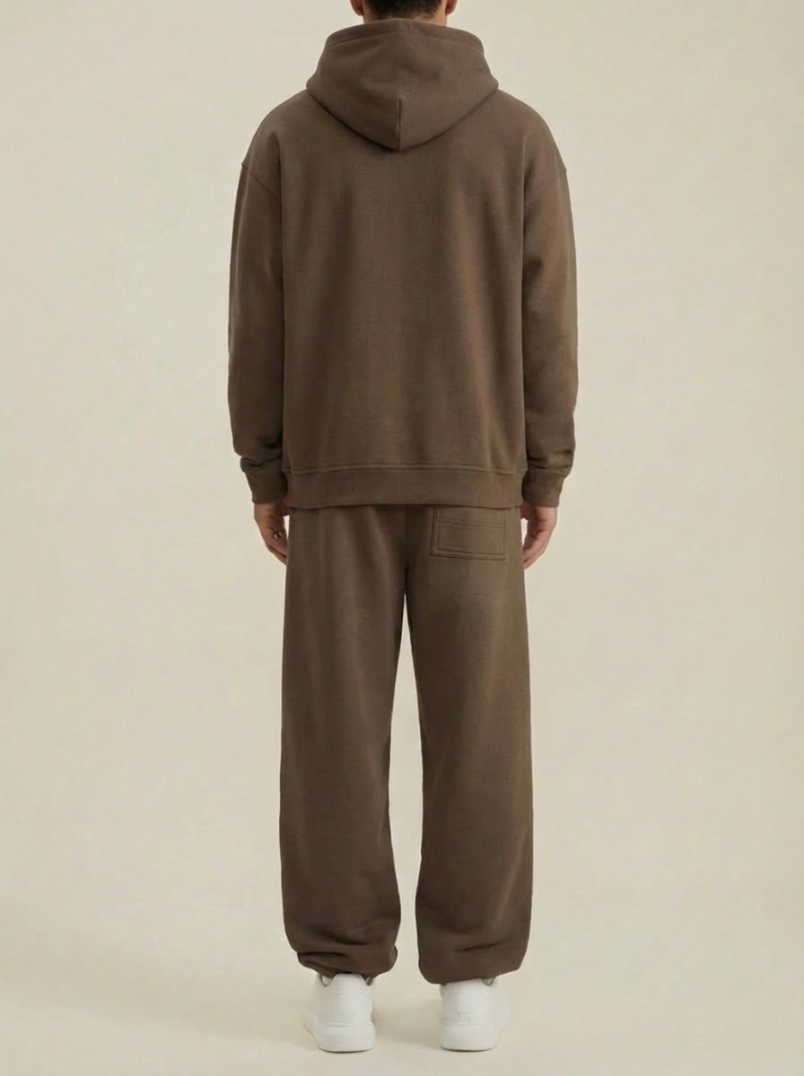 Apollo heavyweight cotton sweatpants in brown by Apollo Moda, view 4