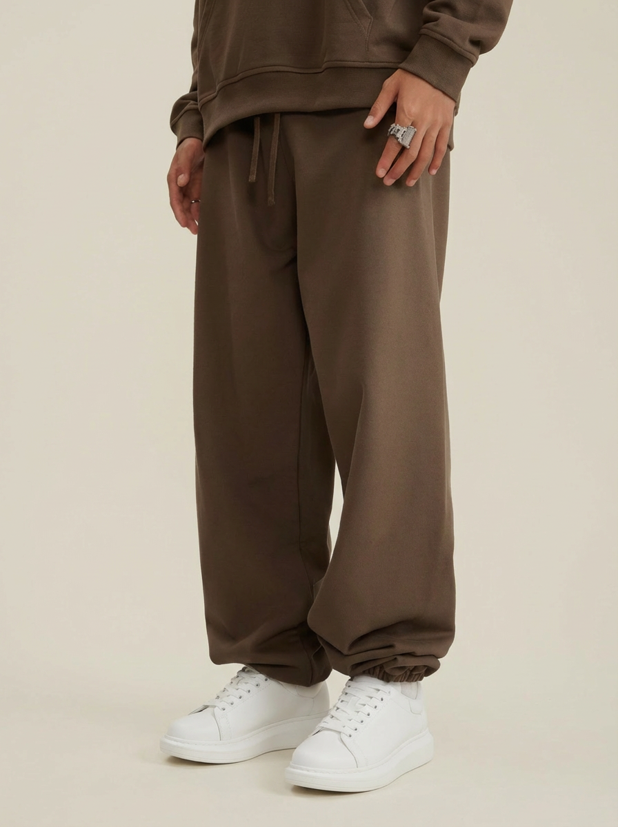 Apollo heavyweight cotton sweatpants in brown by Apollo Moda, view 5