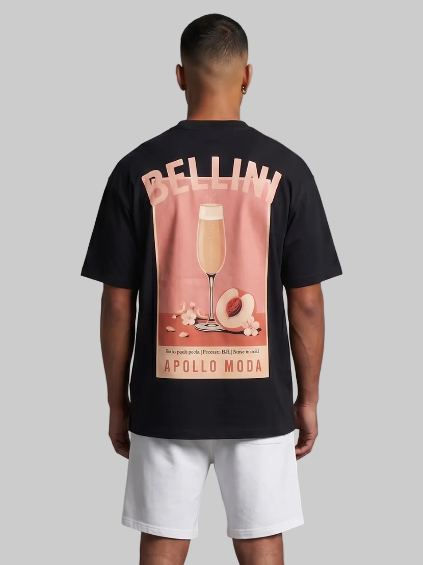 Bellini oversized heavyweight graphic tee in black by Apollo Moda, main product view
