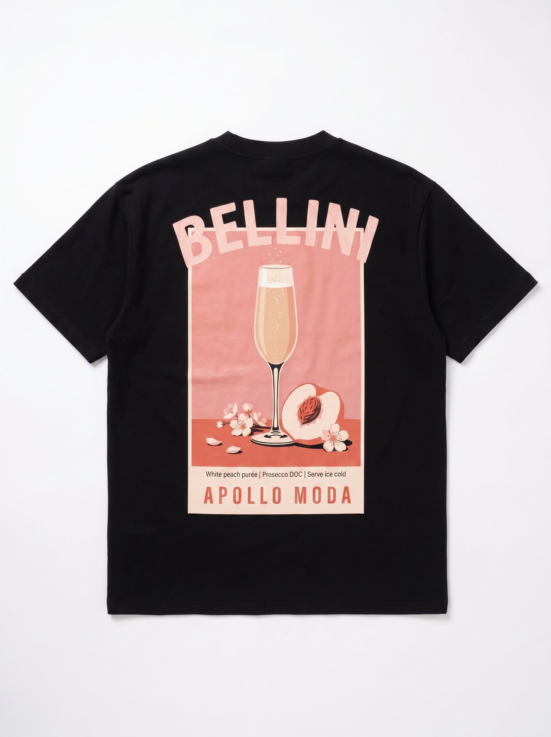 Bellini oversized heavyweight graphic tee in black by Apollo Moda, view 2