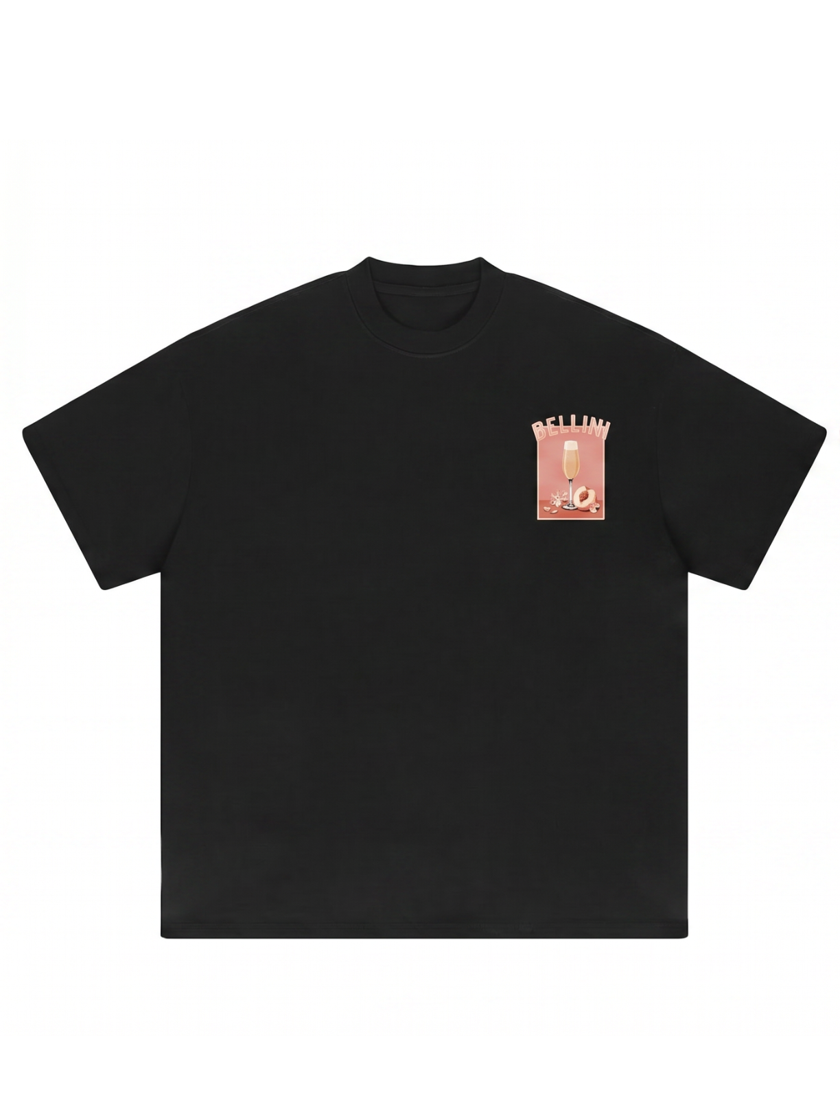 Bellini oversized heavyweight graphic tee in black by Apollo Moda, view 3