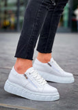 Men's Altair Blanco by Apollo Moda, white sneaker with side zipper and chunky sole, second angle