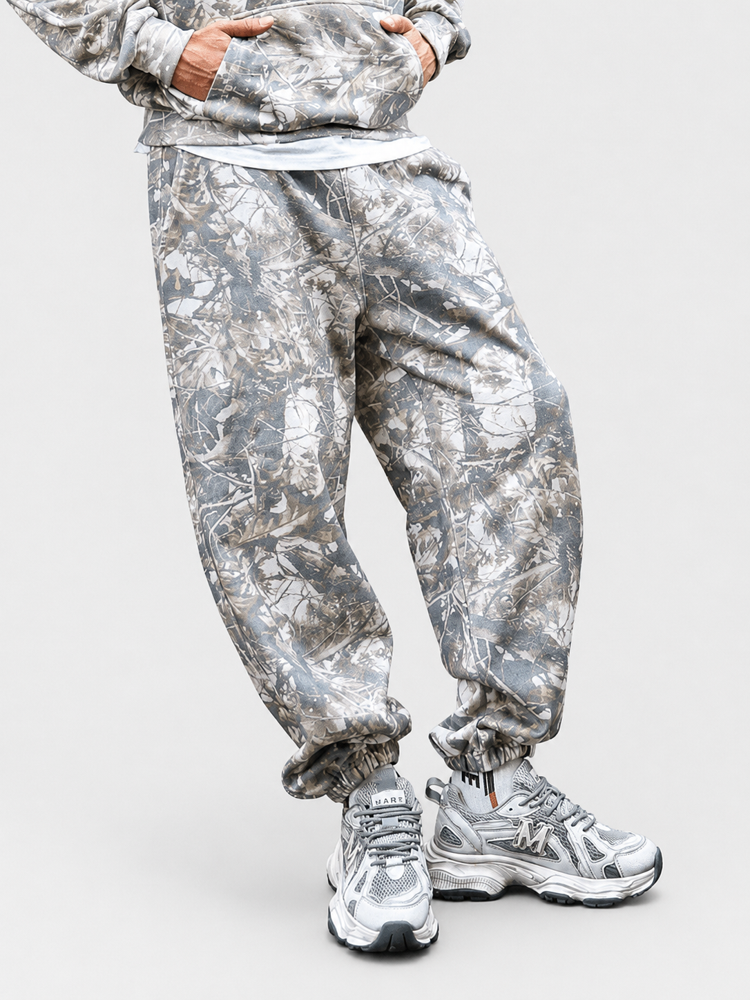 Camo oversized heavyweight French terry sweatpants by Apollo Moda, main product view
