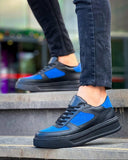 Men's Artemis Azure by Apollo Moda, black sneaker with blue accents, second angle
