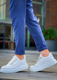 Vega Blanco white chunky platform sneaker by Apollo Moda, sixth angle