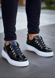 Atlas Mirror high-shine black casual sneaker by Apollo Moda, seventh angle