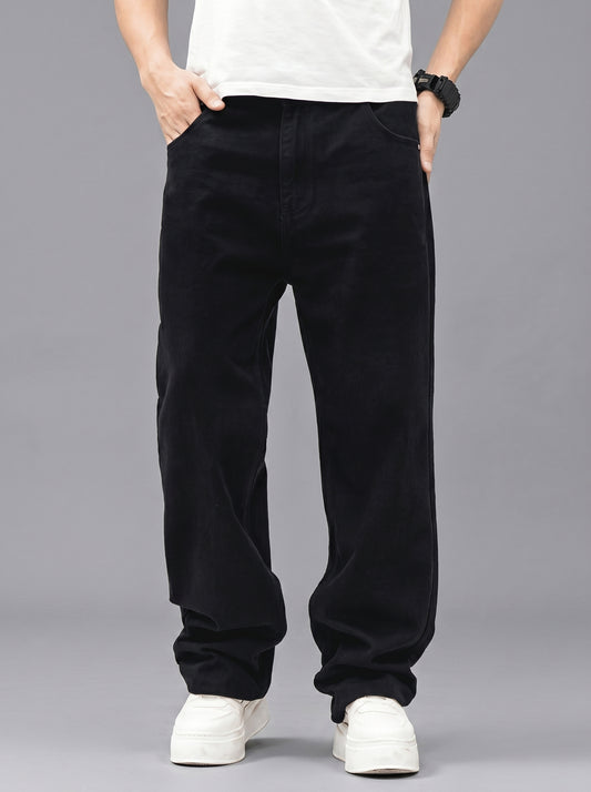 Relaxed Straight-Leg Black Denim Jeans