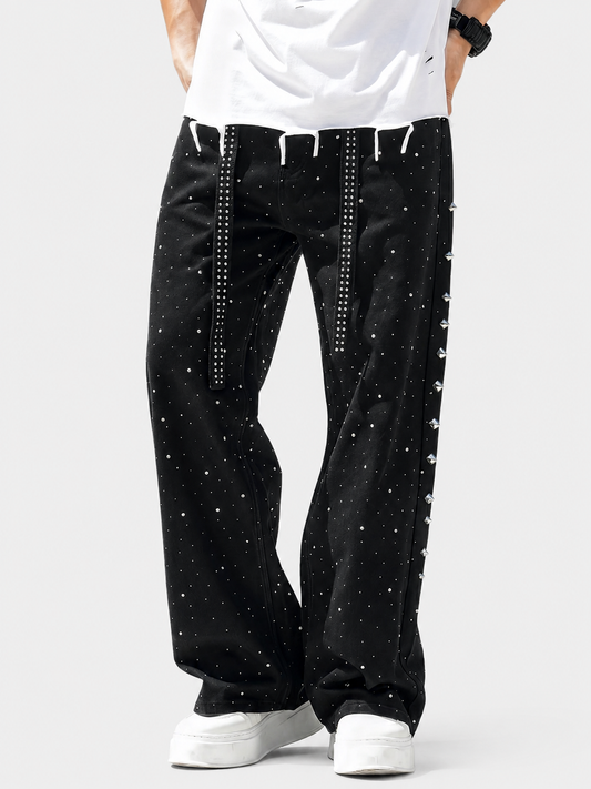Rhinestone Star Oversized Straight Leg Jeans