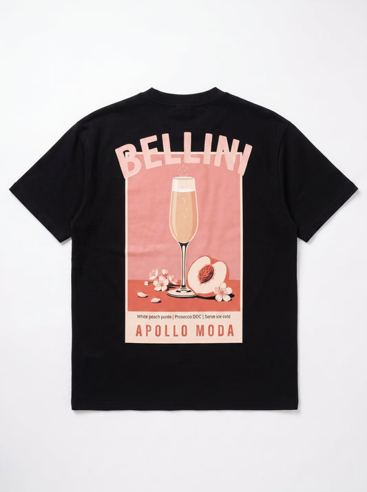 Bellini oversized heavyweight graphic tee in black by Apollo Moda, view 2