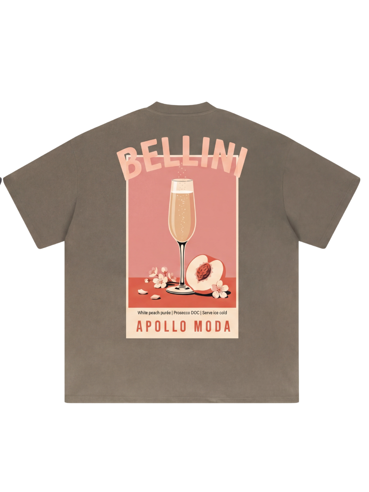 Bellini oversized heavyweight graphic tee in brown by Apollo Moda, view 2