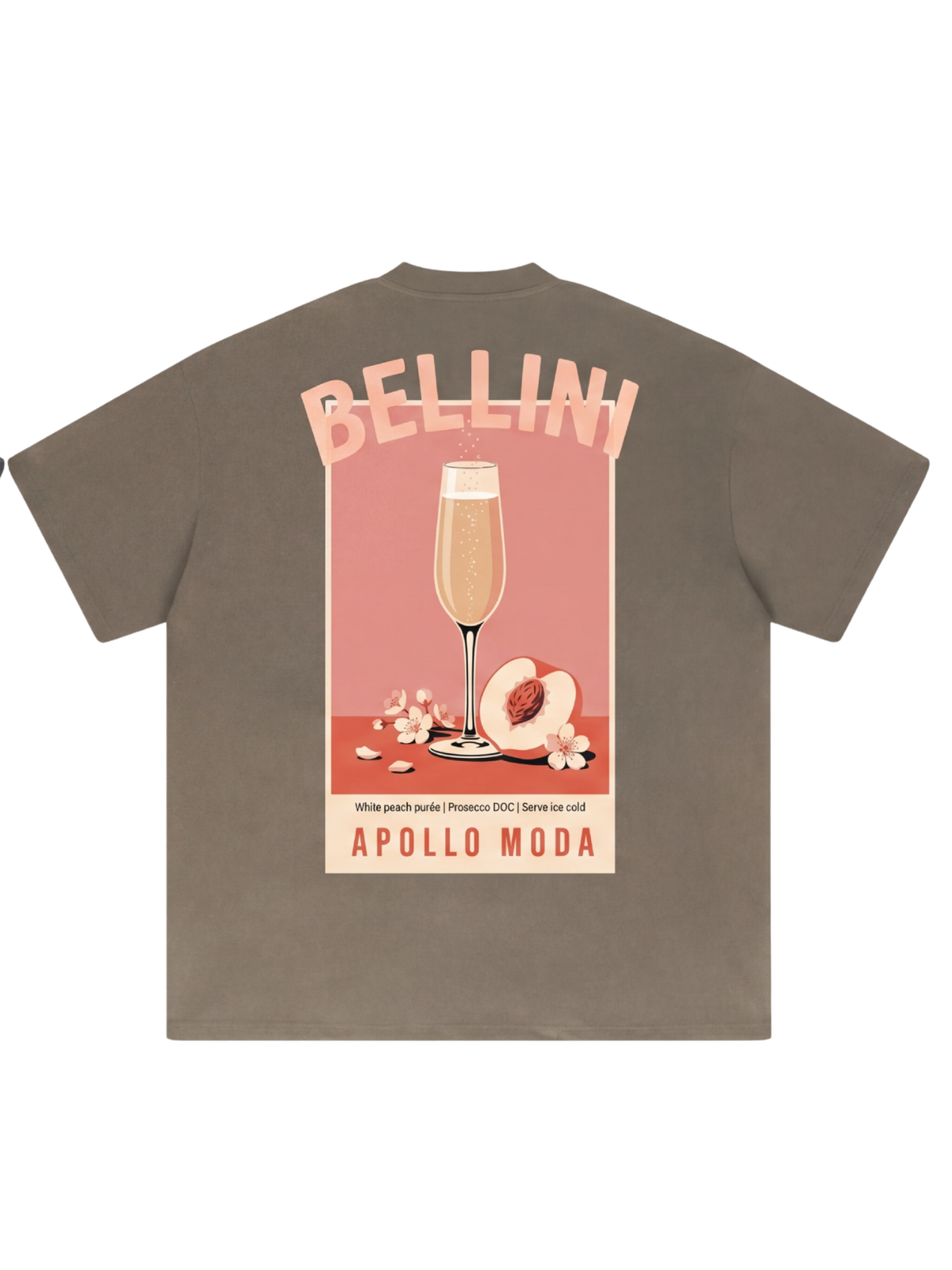 Bellini oversized heavyweight graphic tee in brown by Apollo Moda, view 2