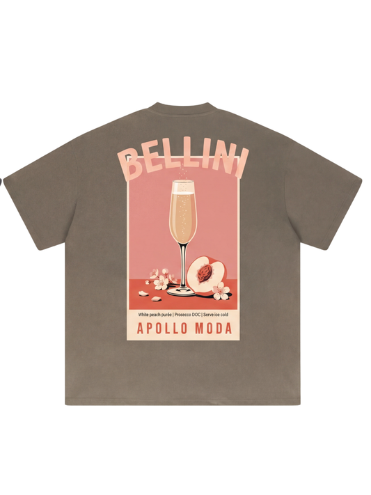 Bellini oversized heavyweight graphic tee in brown by Apollo Moda, view 2