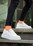 Altair Blanco white elevating sneaker with side zipper by Apollo Moda, sixth angle