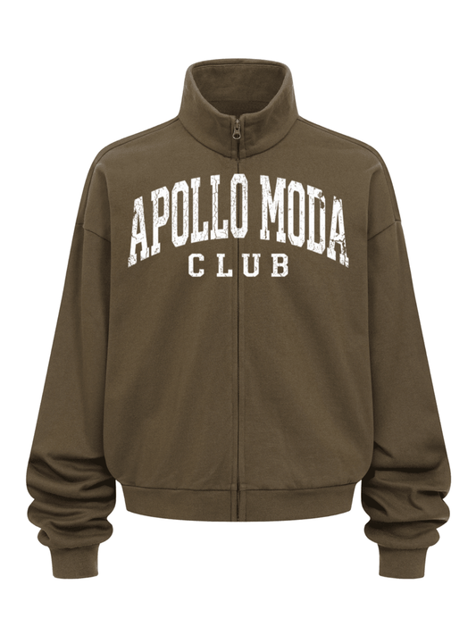 Club Collegiate oversized full-zip sweatshirt in brown by Apollo Moda, view 2