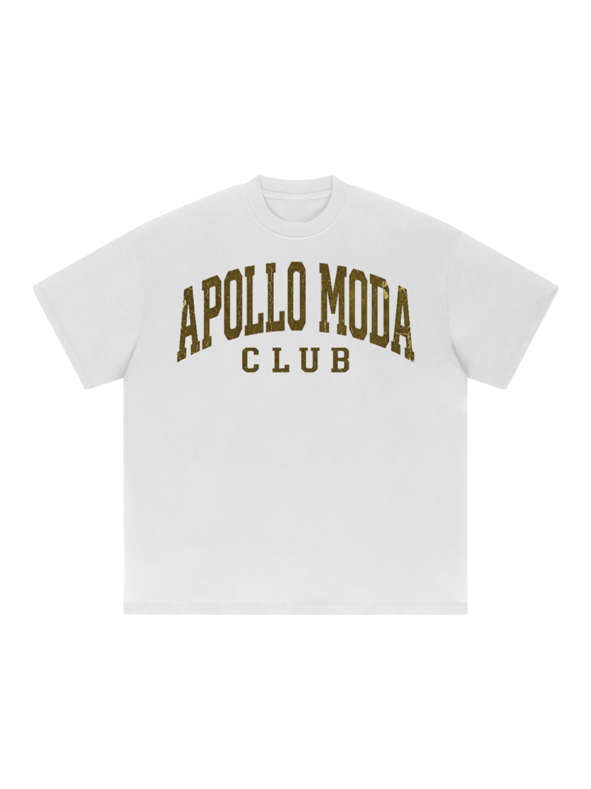 Club Gold Collegiate oversized tee in white by Apollo Moda, view 2