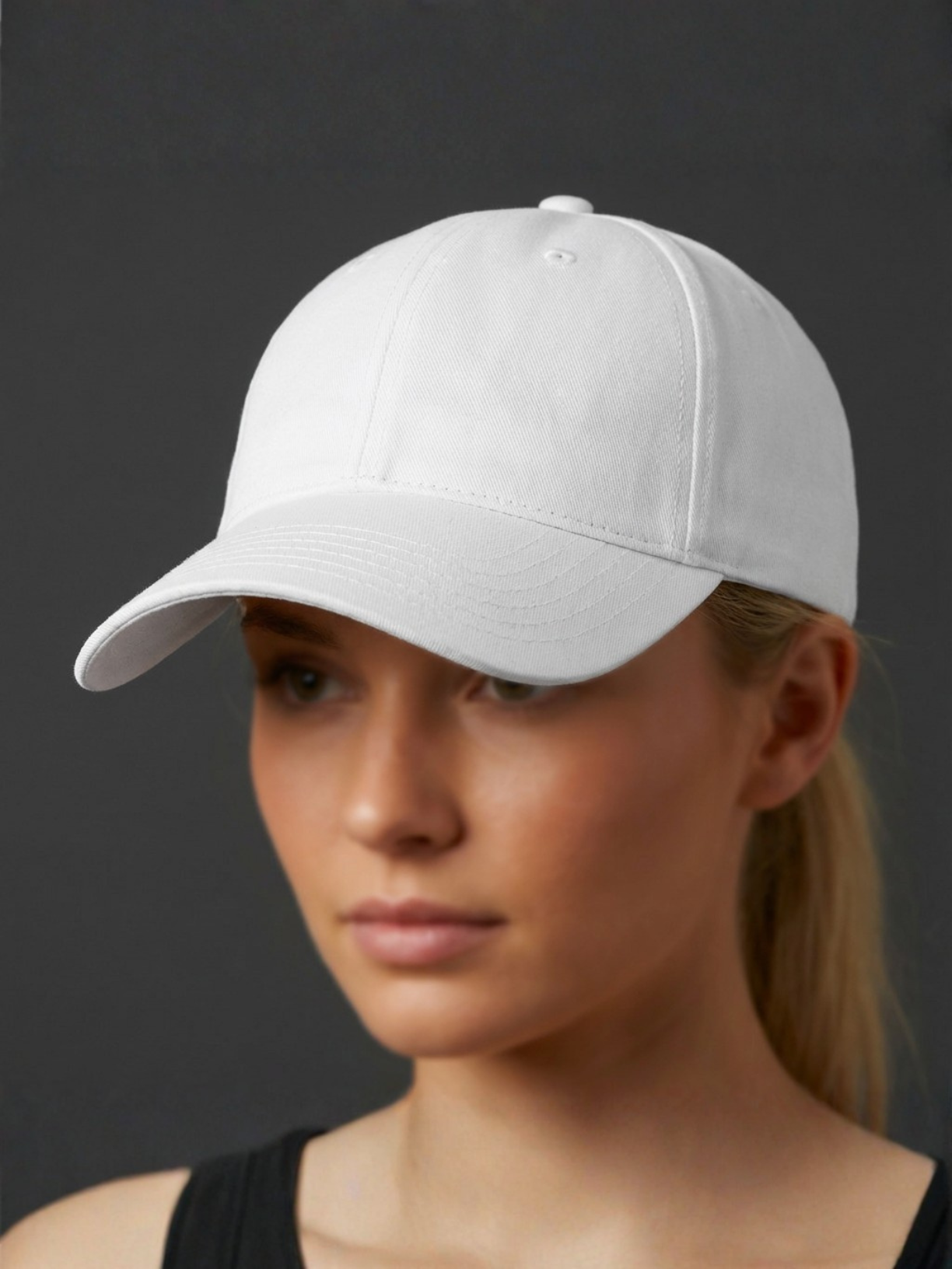Cotton twill hat in pure white by Apollo Moda, view 6