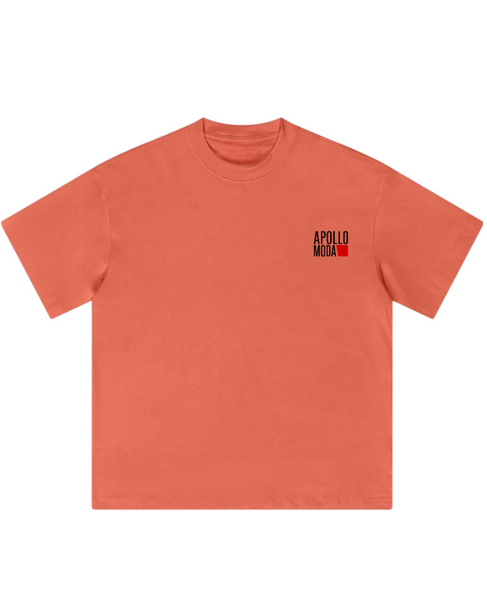 Monkey Business Only oversized graphic tee in orange by Apollo Moda, front view